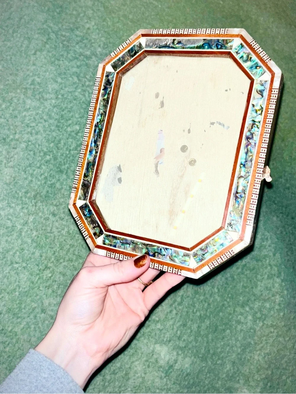 Vtg 1980s Handmade Egyptian Inlaid Paua & Abalone Shell Picture Frame